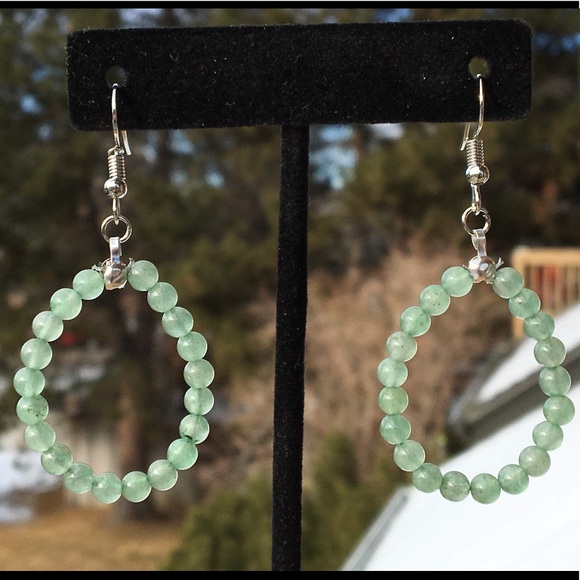 Green Aventurine Hoop Earrings - Picture 3 of 8